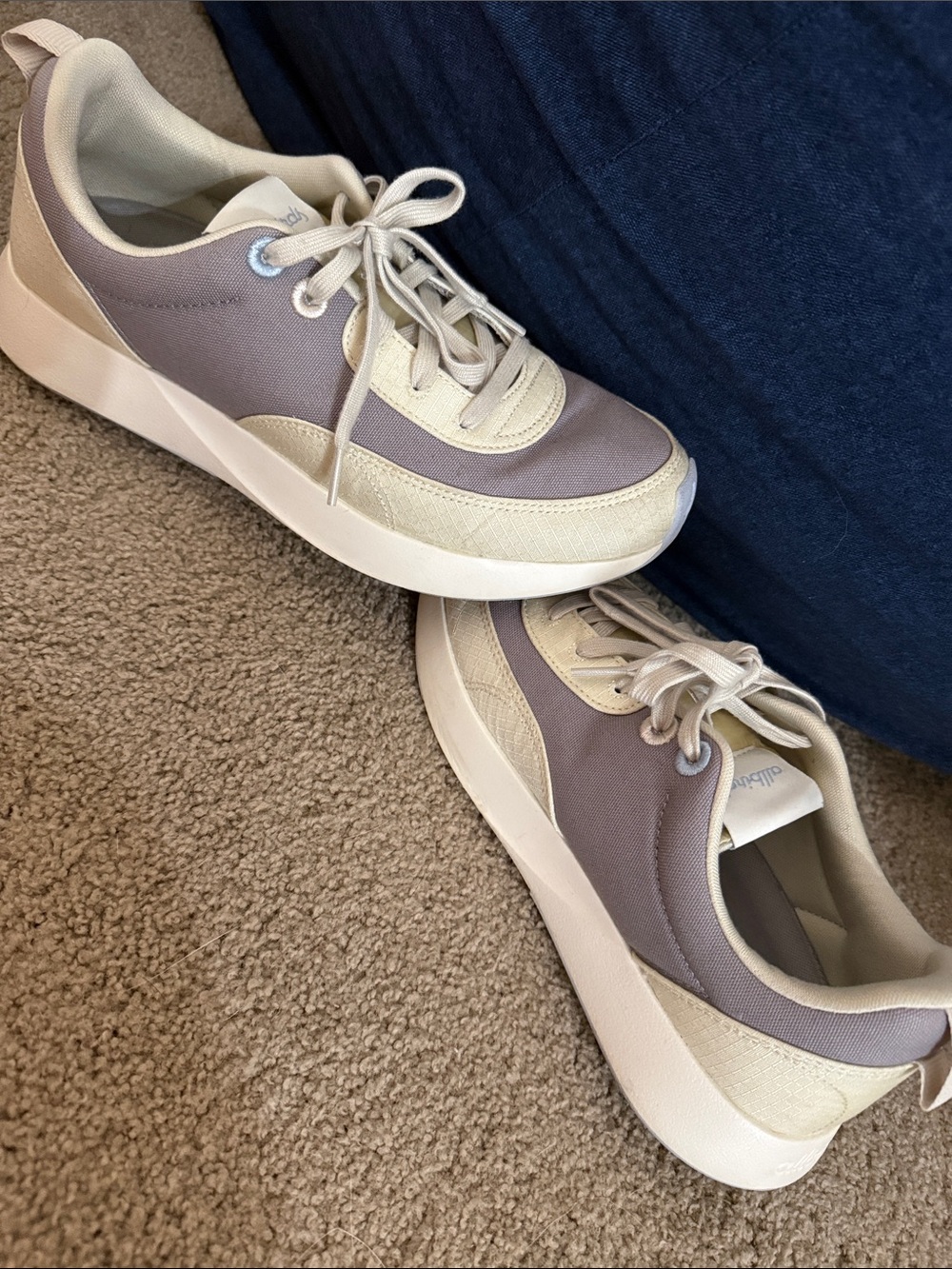 Women’s Casual Lace-Up Sneakers in Taupe and Cream